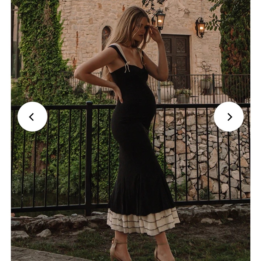 Black Maxi Sundress with Cream Ruffle Hem
